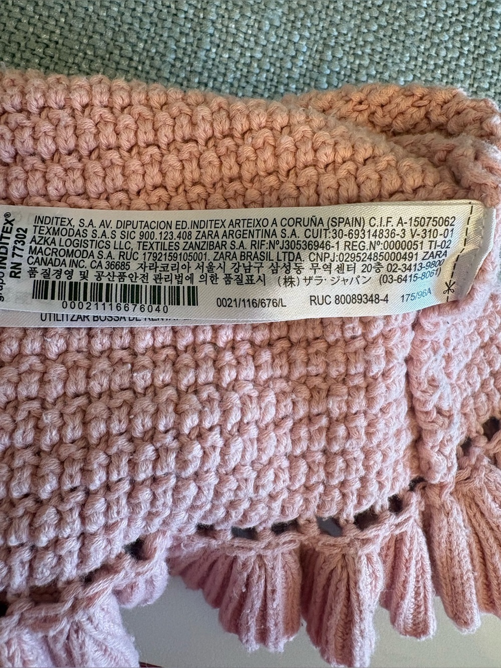 Zara Knit Ruffle Trim Crochet Cotton Sleeveless Top Blush Pink Size Large - Picture 8 of 9